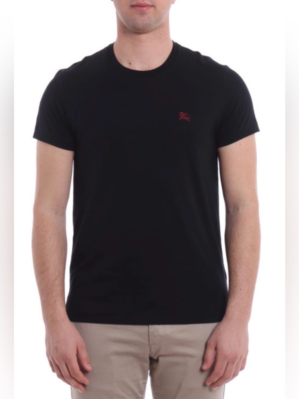 Mens Burberry Blk Cotton Crewneck Tee, Size Lg, slim, Excellent pre owned cond!